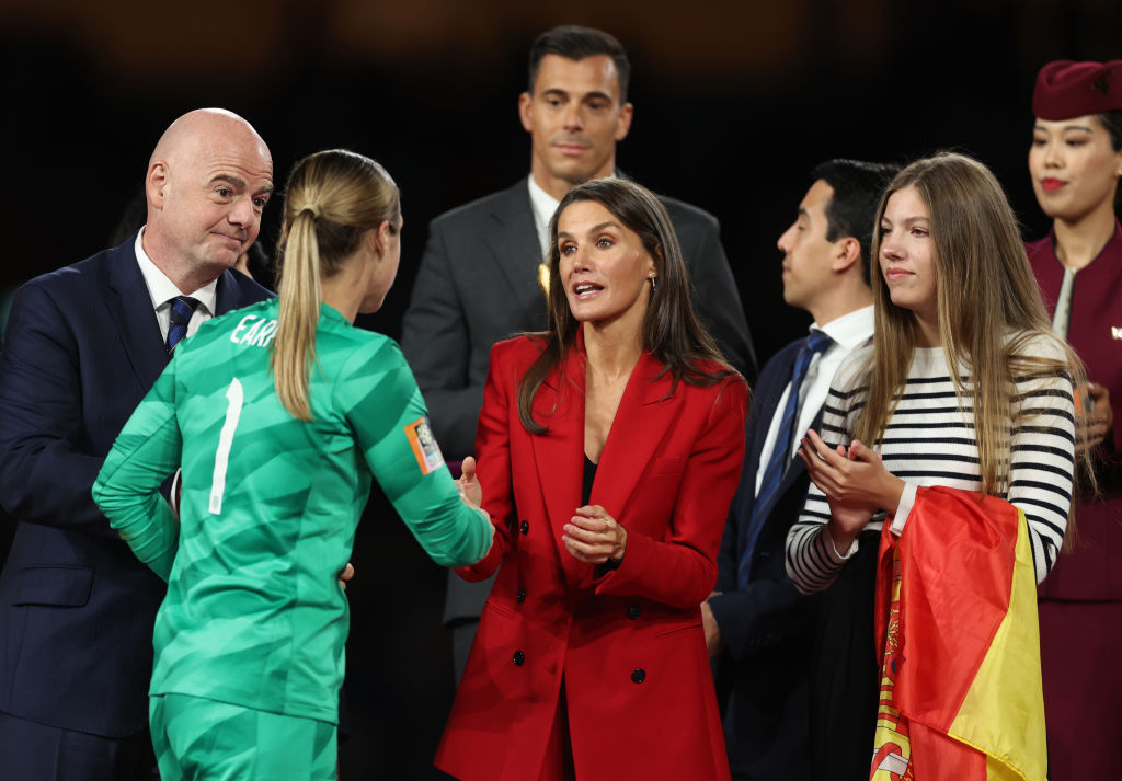 queen-letizia-embraces-power-dressing-in-red-boss-suit-to-celebrate-spain’s-fifa-women’s-world-cup win