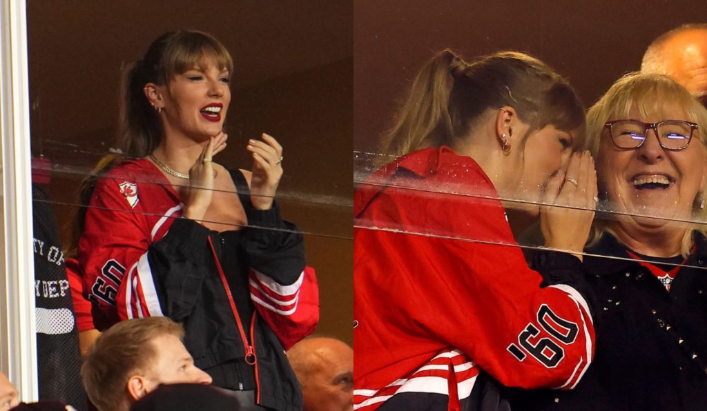 taylor-swift-brings-game-day-style-in-balenciaga-corset-and-wear-by-erin-andrews-windbreaker-to-cheer-on-travis-kelce-at-chiefs-vs. broncos