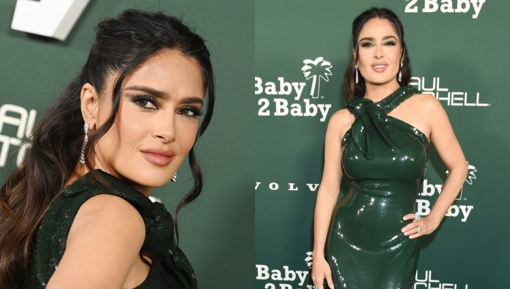 salma-hayek-sparkles-in-sequined-bottega-veneta-dress-at-baby2baby gala