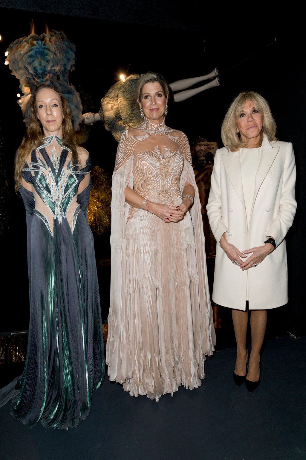 brigitte-macron,-queen-maxima-of-the-netherlands-inaugurate-iris-van-herpen expo