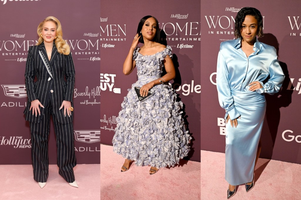 adele-suits-up-in-schiaparelli,-kerry-underwood-blooms-in-prada-and-more-at-the-hollywood-reporter’s-women-in-entertainment-gala 2023