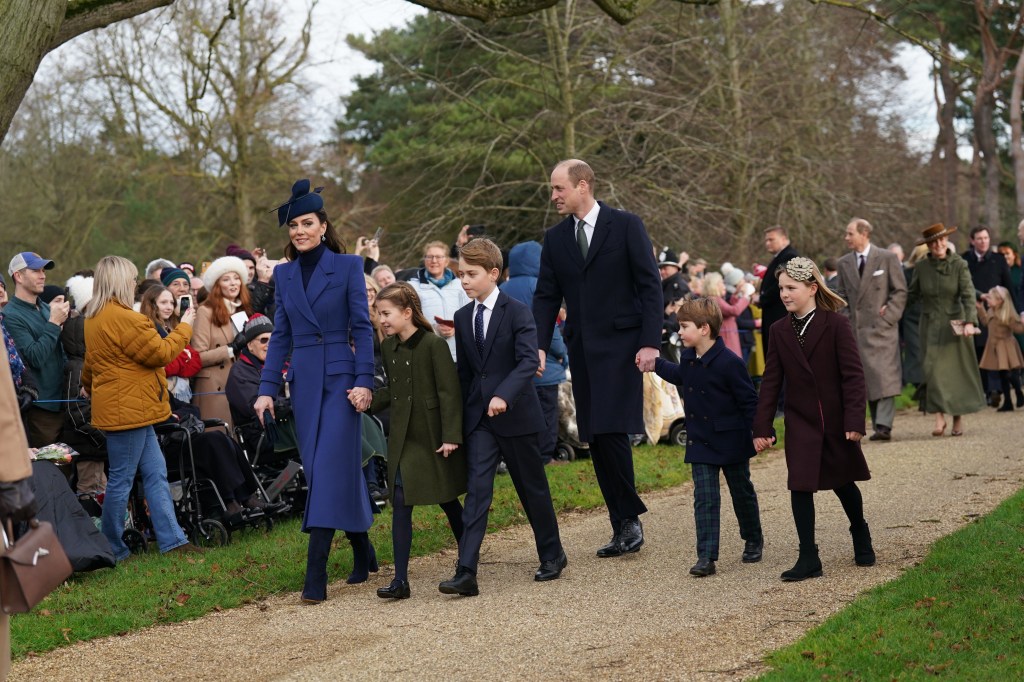 christmas-in-norfolk:-the-waleses-wrap-up-in-navy,-green-for-the-walk-to church