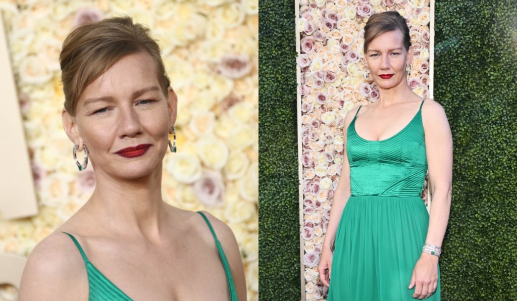 sandra-huller-reveals-how-she-selected-her-green-louis-vuitton-dress-at-golden-globes 2024