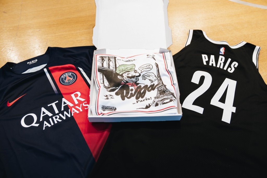 brooklyn-nets-mark-paris-nba-game-with-kidsuper,-paris-saint-germain-merch collaboration