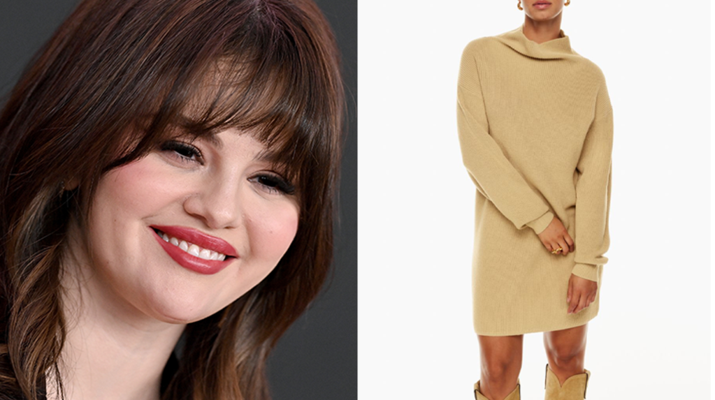 selena-gomez’s-flattering-one-and-done-sweater-dress-is-50%-off today