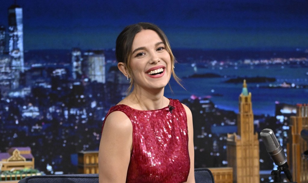 millie-bobby-brown-makes-high-shine-statements-with-cult-gaia-sequin-cocktail-dress-and-engagement-ring-on-‘tonight show’