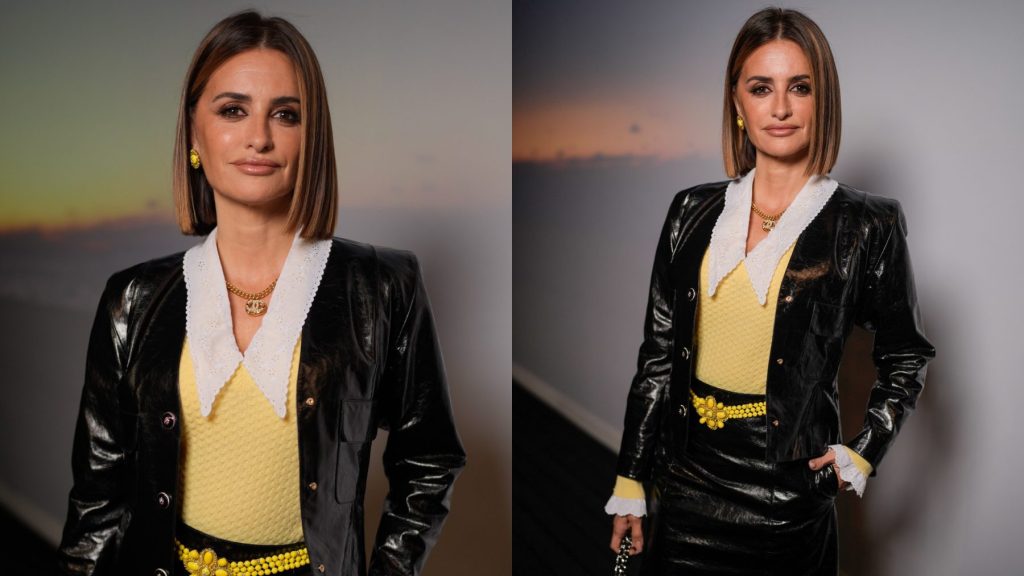 penelope-cruz-suits-up-in-leather-blazer-and-pencil-skirt-for-chanel’s-fall-2024-fashion-show-in paris