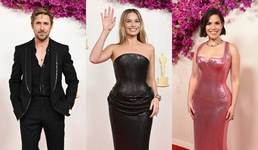 margot-robbie-and-america-ferrera-get-structural-in-versace,-ryan-gosling-shines-in-gucci-and-more-‘barbie’-cast-looks-on-the-oscars-2024-red carpet