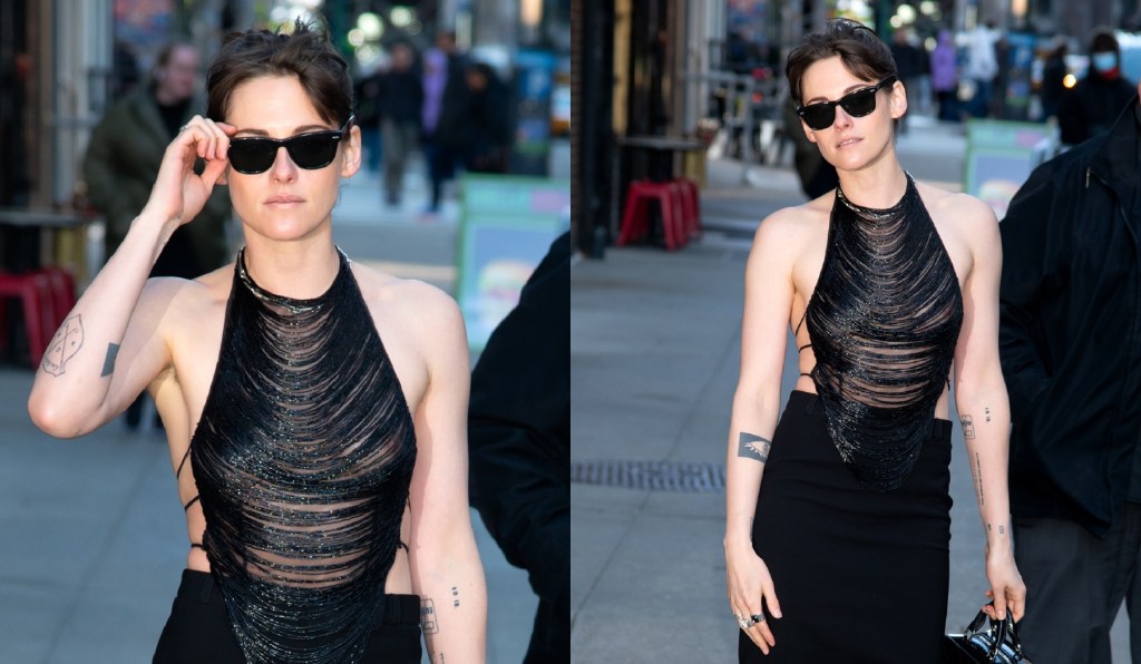 kristen-stewart-channels-dark-glamour-in-beaded-monot-halter-top-and-maxiskirt-for-‘late-show-with-stephen colbert’