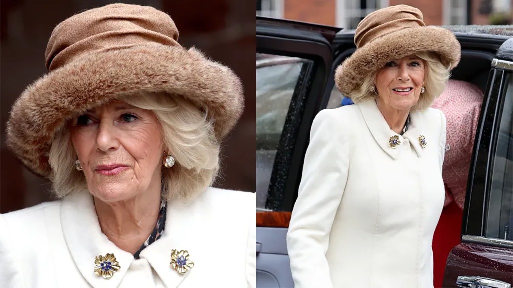 queen-camilla-dons-fiona-clare-coatdress-with-queen-elizabeth’s-cartier-brooch-for-royal-maundy service