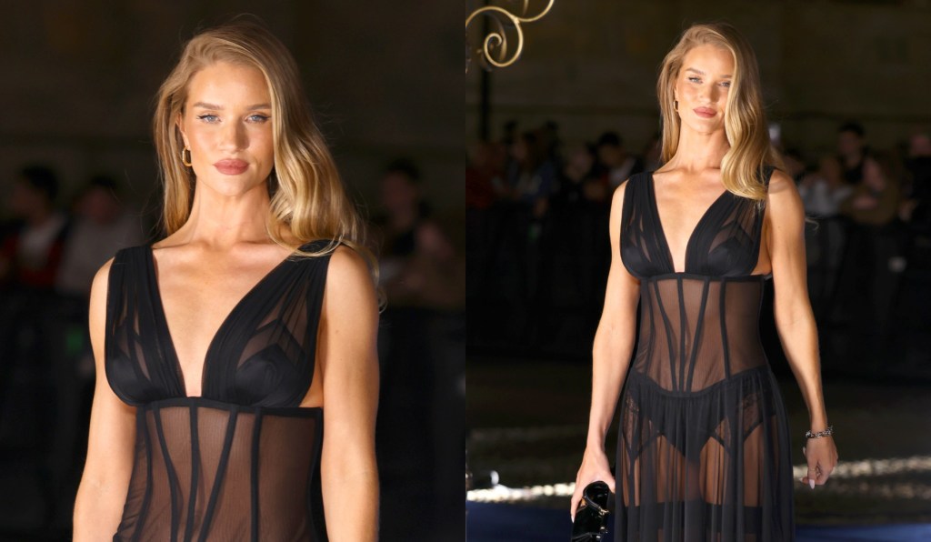 rosie-huntington-whiteley-channels-the-sheer-trend-in-corseted-little-black-dress-and-lingerie-at-dolce-&-gabbana-40th-anniversary party