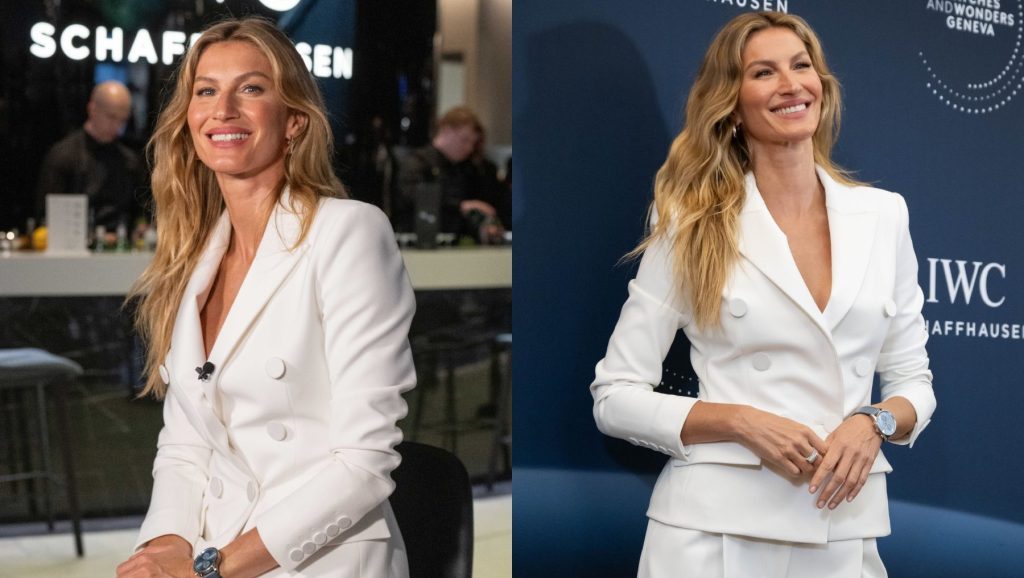 gisele-bundchen-suits-up-in-white-double-breasted-blazer-and-flared-trousers-for-watches-and wonders