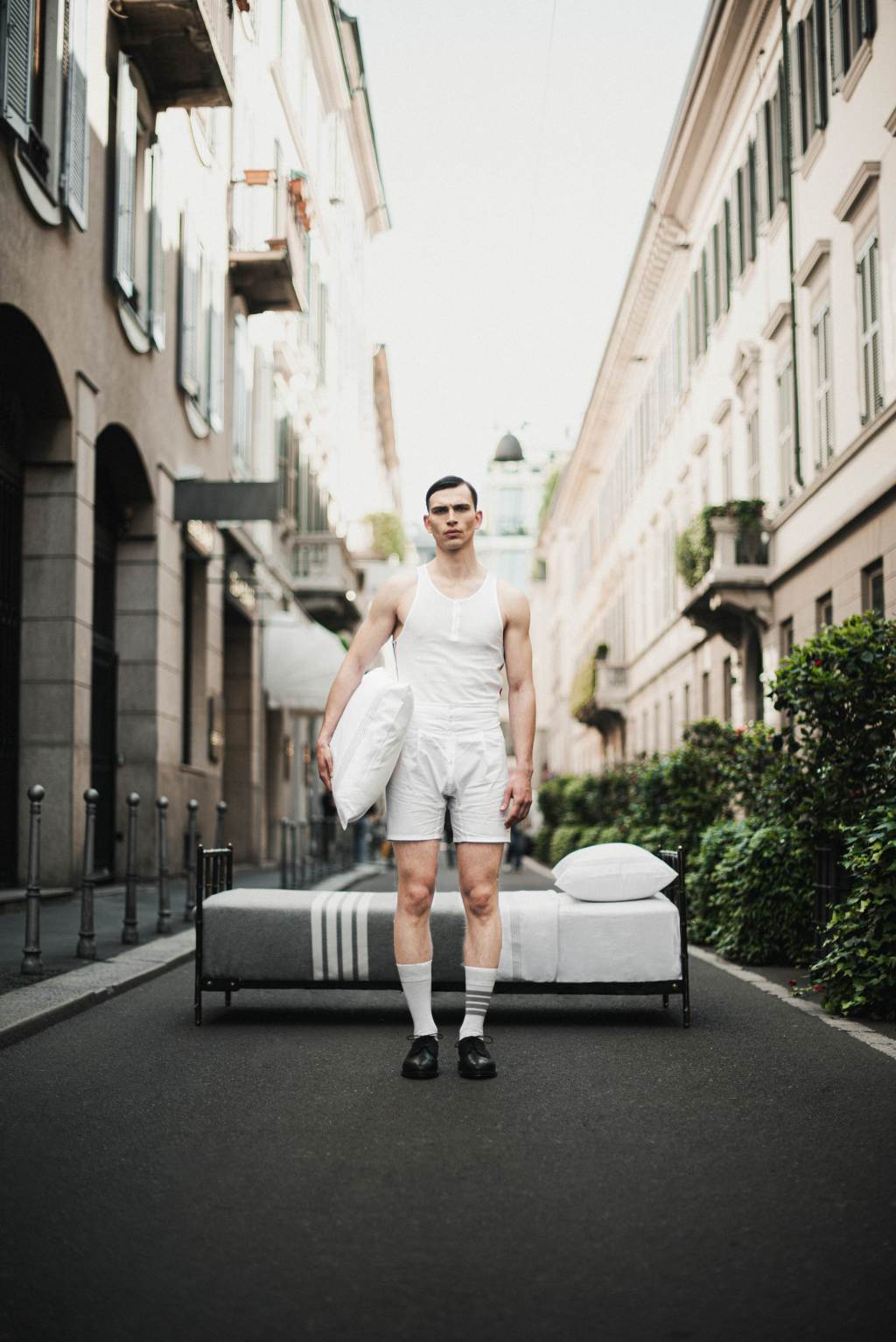 thom-browne-stages-performance-in-milan-unveiling-frette collaboration