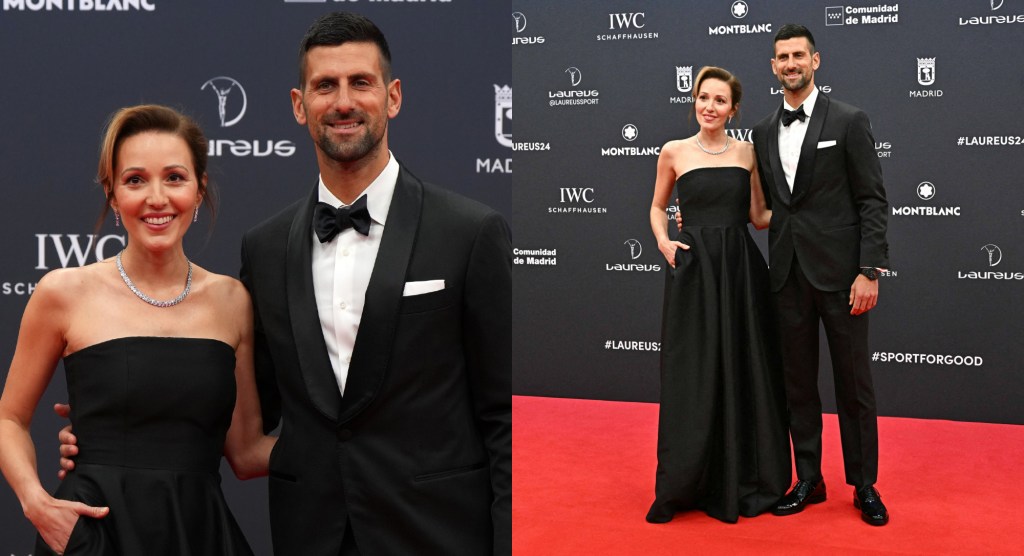 novak-djokovic’s-wife-jelena-goes-strapless-in-classic-flared-dress-for-laureus-awards,-novak-wins-sportsman-of-the-year-award 2024