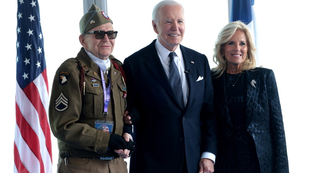 first-lady-jill-biden-embraces-subdued-elegance-for-d-day-80th-anniversary-ceremony-at-normandy-with-president-biden-and veterans