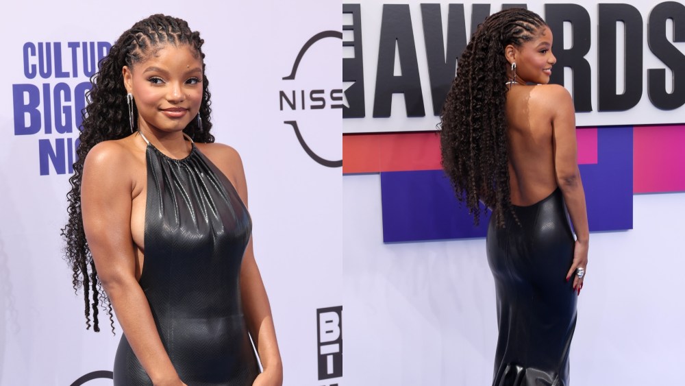 halle-bailey-embraces-backless-silhouette-in-avellano-dress-with-flowing-train-on-the-bet-awards-2024-red carpet