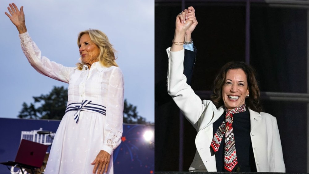 jill-biden-and-vice-president-kamala-harris-favor-patriotic-dressing-at-white-house-independence-day-2024 celebration