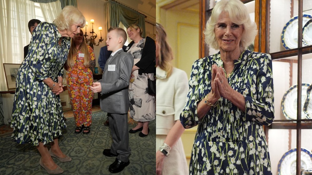 queen-camilla-favors-fiona-clare-midi-dress-with-romantic-floral-prints-at-national-literacy-trust celebration