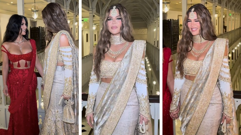 khloe-kardashian-embraces-traditional-dressing-at-anant-ambani-and-radhika-merchant’s-wedding-in india