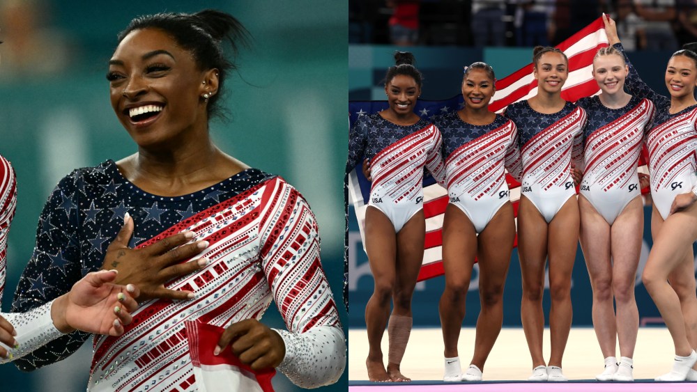 Simone Biles Wins Gold And Glory With Team USA In American Flag Simone Biles Wins Gold And Glory With Team USA In American Flag