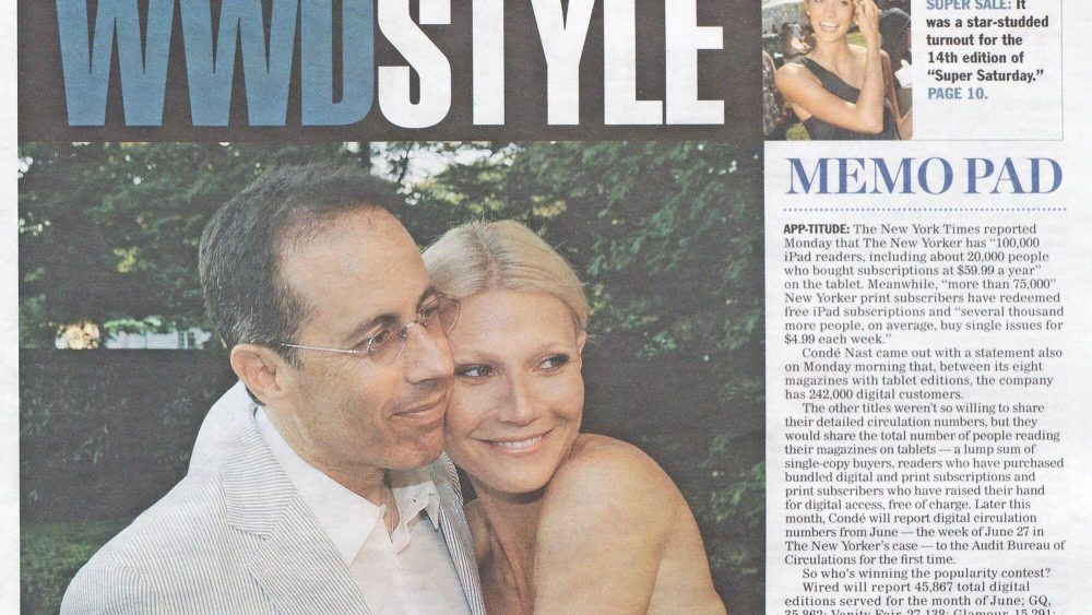 on-this-day-in-wwd:-jerry-seinfeld-and-gwyneth-paltrow-share-a-‘hamptons-hug’-for charity