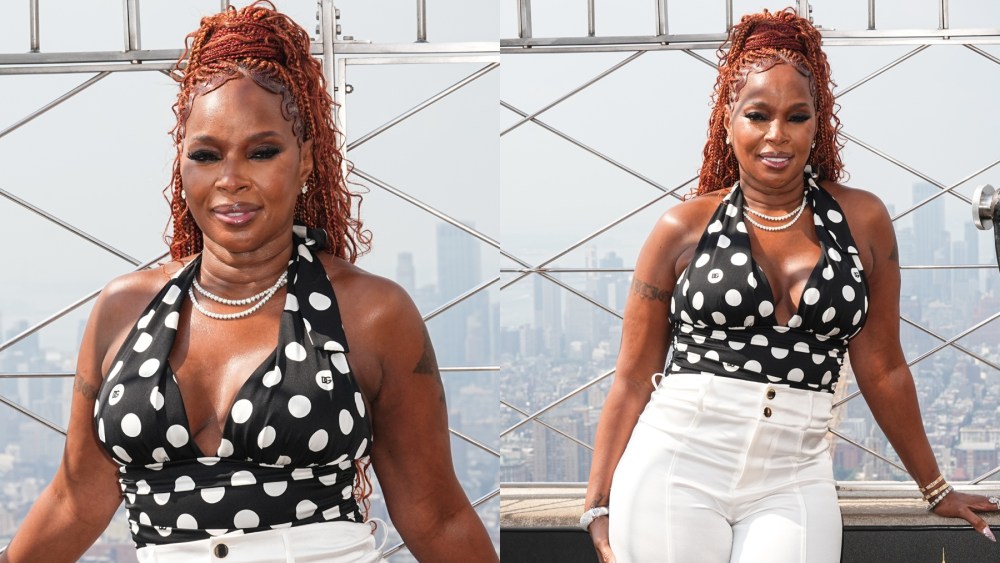 mary-j.-blige-embraces-’50s-flairs-in-polka-dot-halter-top-and-high-waisted-trousers-to-celebrate-ghirardelli’s-grand-opening-in-new york