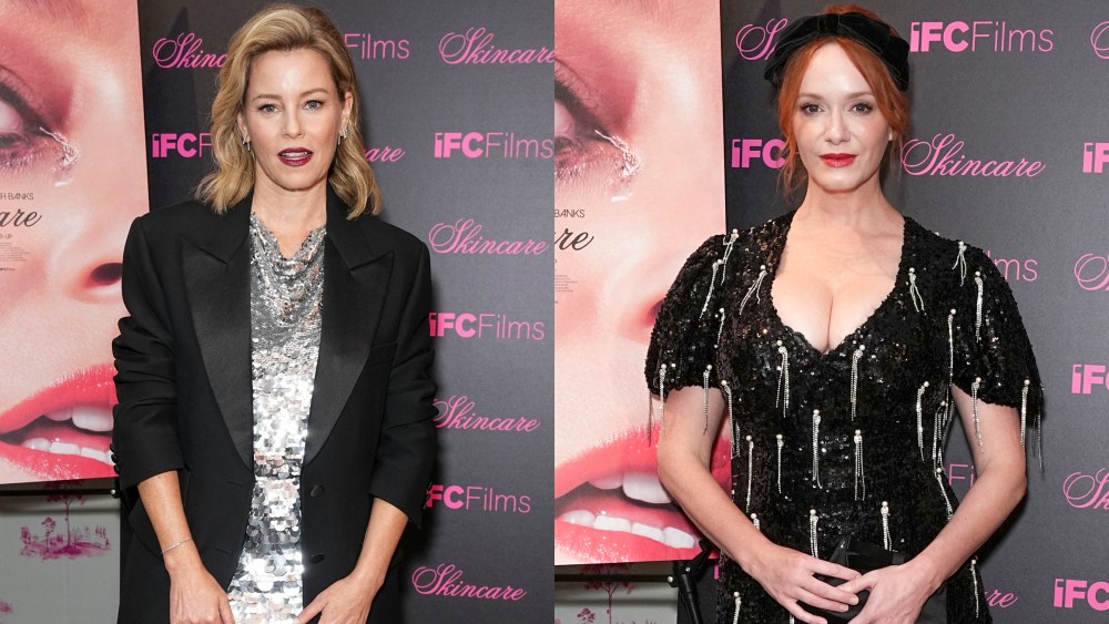 elizabeth-banks-shimmers-in-sleeveless-lapointe-silver-dress-alongside-christina-hendricks-in-markarian-at-‘skincare’-new-york-city premiere