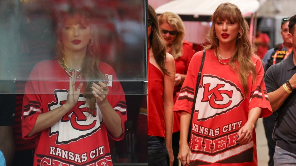 taylor-swift-shows-her-team-spirit-in-vintage-kansas-city-chiefs-t-shirt-dress-for-football-match-versus-cincinnati bengals