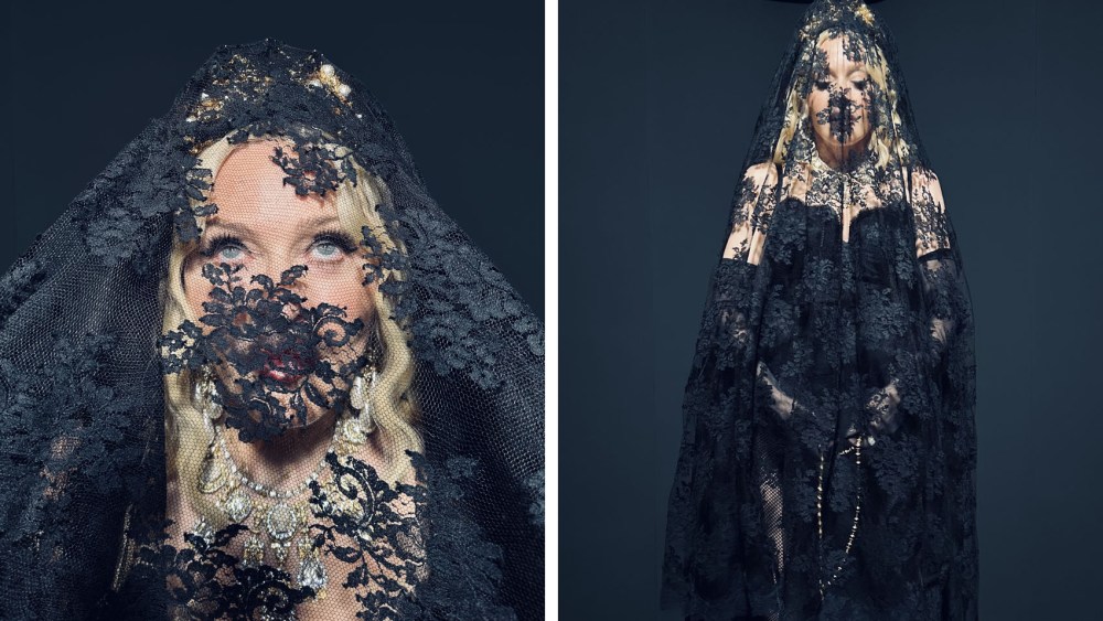 madonna-holds-court-in-gold-crown-with-lace-veil-for-dolce-&-gabbana-front-row-at-milan-fashion week