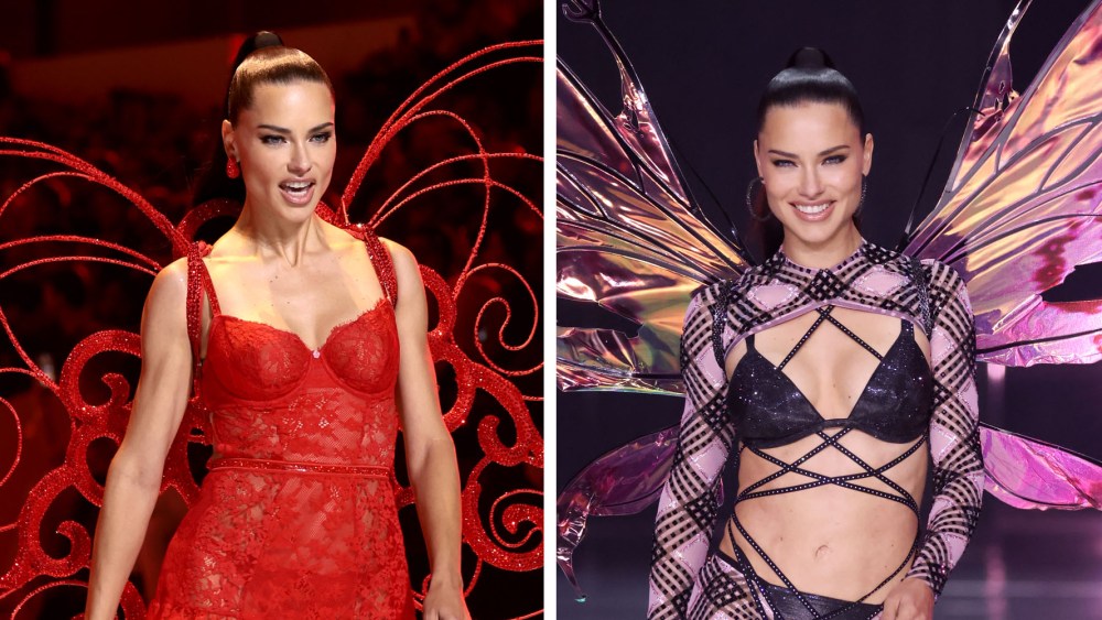 adriana-lima-gets-fired-up-for-victoria’s-secret-fashion-show-2024-in-shimmering-red-nightie-and-crisscross-underwear-set-on-the runway