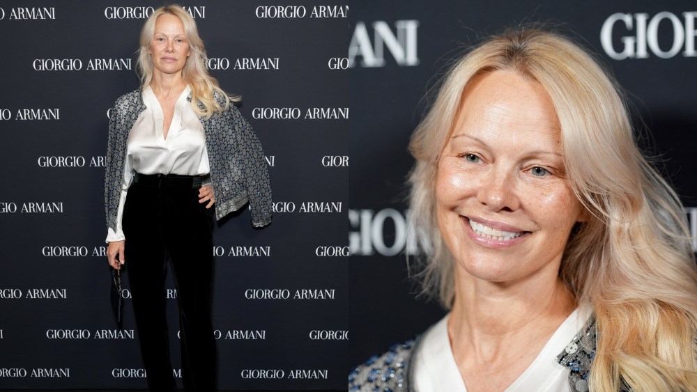 pamela-anderson-makes-a-shimmering-arrival-at-giorgio-armani’s-fashion-show-in-new york