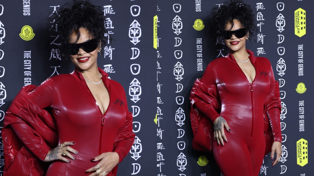 rihanna-puts-futuristic-spin-on-the-red-trend-in-awge-x-moncler-catsuit-at-moncler city-of-genius-in shanghai