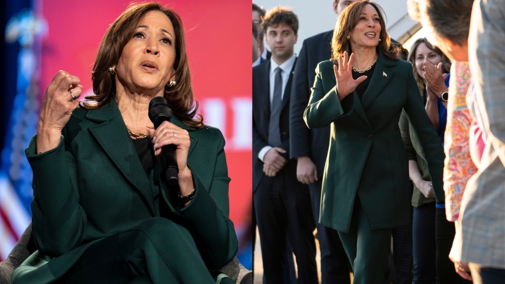 kamala-harris-coordinates-monochromatic-power-suit-style-with-maria-shriver-and-liz-cheney-for-michigan-town hall