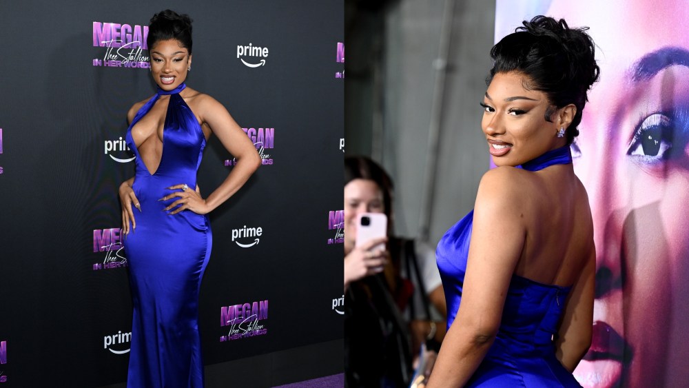 megan-thee-stallion-commands-attention-in-jewel-toned-dress-with-daring-cutout-at-‘in-her-words’ premiere