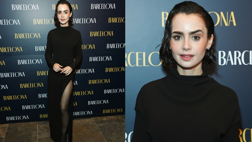 lily-collins-redefines-the-little-black-dress-in-thigh-high-slit-versace-for-‘barcelona’-after party