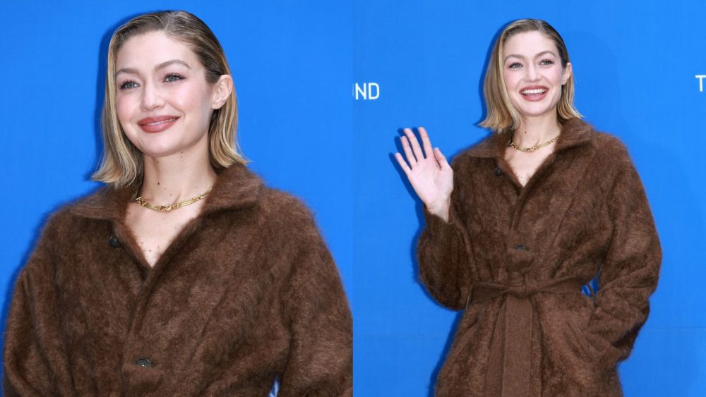 gigi-hadid-favors-fuzzy-texture-in-cashmere-coat-for-guest-in-residence-seoul-pop-up opening