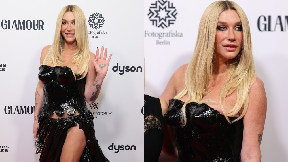 kesha-adds-liquid-look-edge-to-the-dark-glamour-trend-in-corset-and-thigh-high-slit-skirt-at-2024-glamour-women-of-the-year-awards-in berlin