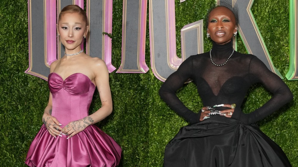 ariana-grande-and-cynthia-erivo-turn-up-the-volume-in-bespoke-bubblegum-pink-louis-vuitton-and-black-christian-dior-dresses-for-‘wicked’-nyc premiere