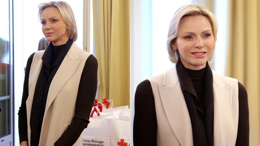 princess-charlene-gives-the-vest-trend-a-quiet-luxury-twist-for-red-cross-gift-distribution-alongside-prince-albert ii