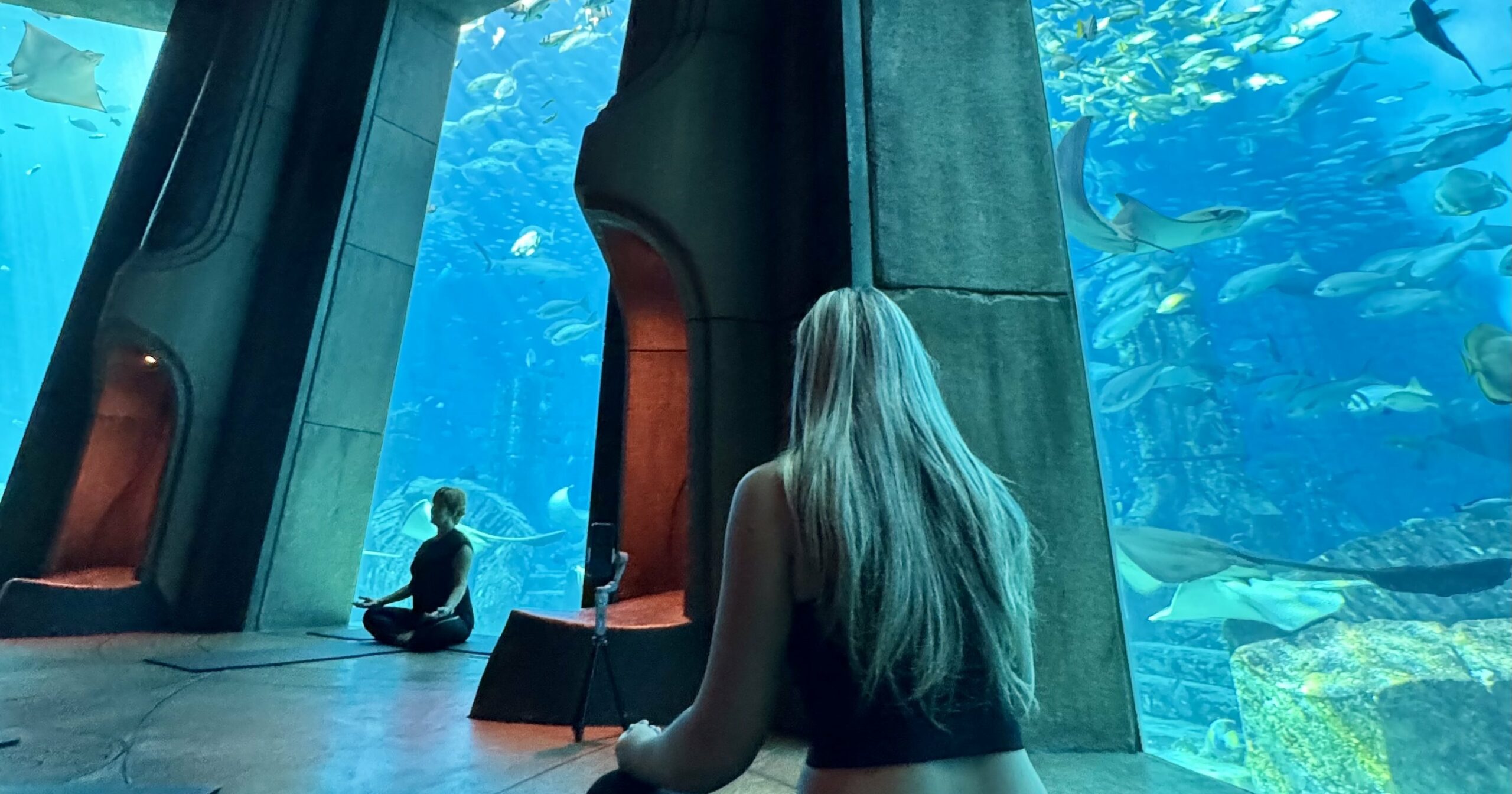 i-tried-underwater-yoga-at-atlantis,-the-palm-surrounded-by-sharks-and-stingrays