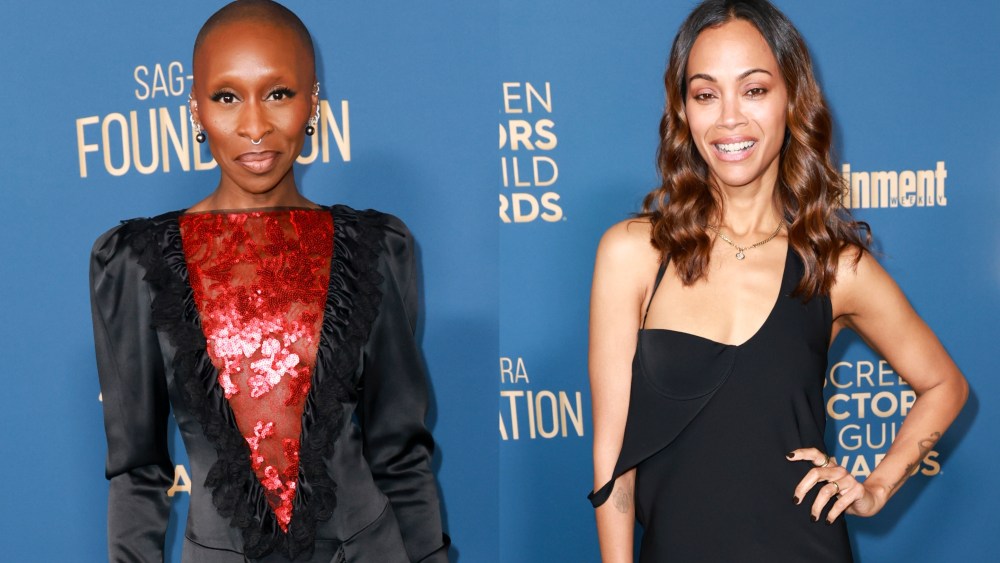 cynthia-erivo-gives-dark-glamour-a-pop-of-color,-zoe-saldana-wears-deconstructed-little-black-dress-and-more-from-the-sag-awards-season celebration