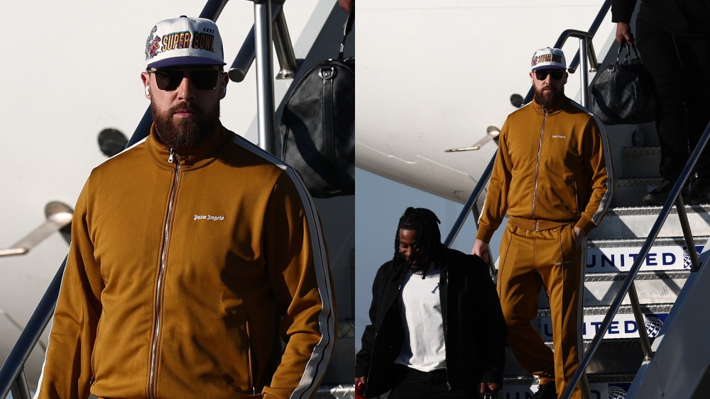 travis-kelce-styles-palm-angels-tracksuit-for-new-orleans-arrival-ahead-of-super-bowl lix