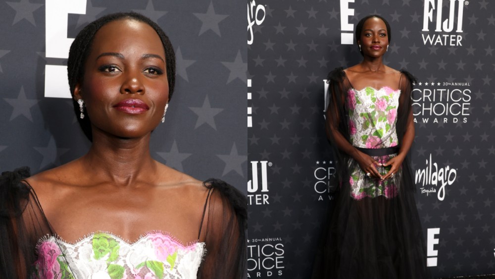 lupita-nyong’o-embraces-feminine-flair-in-floral-lace-chanel-minidress-for-critics-choice-awards-2025-red carpet