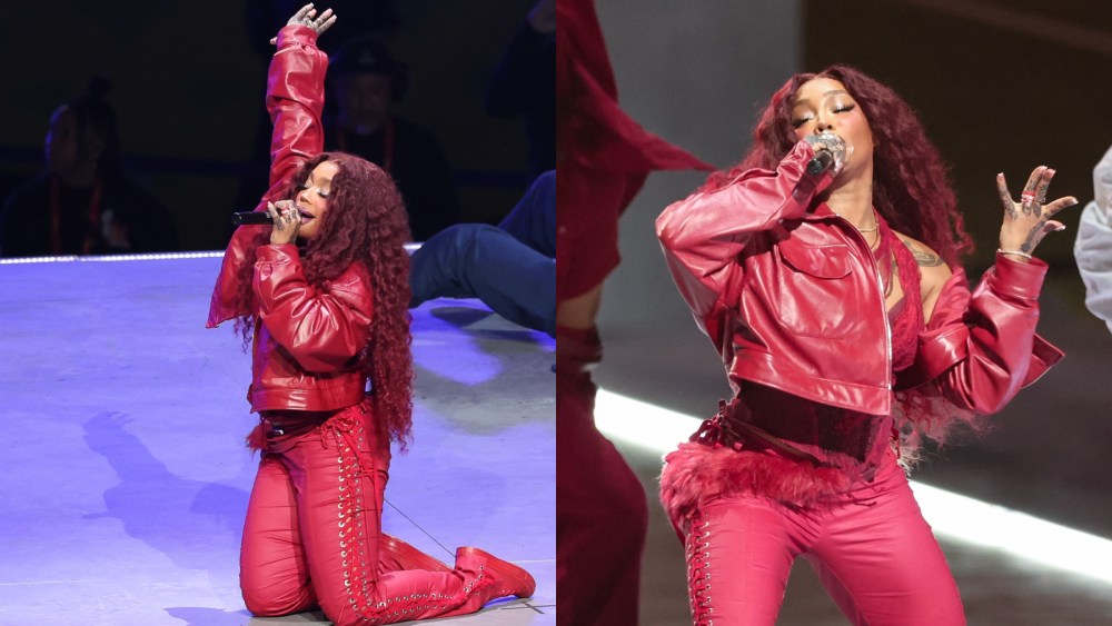 sza-goes-all-red-in-born-x-raised-jacket-and-lace-up-jeans-for-kendrick-lamar-super-bowl-halftime-show-2025 performance