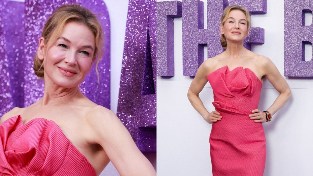 renee-zellweger-thinks-pink-in-strapless-dress-with-structural-detailing-for-‘bridget-jones:-mad-about-the-boy’-sydney premiere