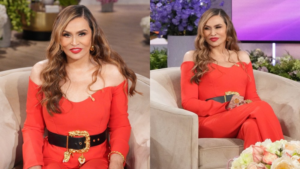 beyonce’s-mom-tina-knowles-sees-red-in-amsale-pantsuit-on-‘jennifer-hudson-show,’-talks-cecred-hair care