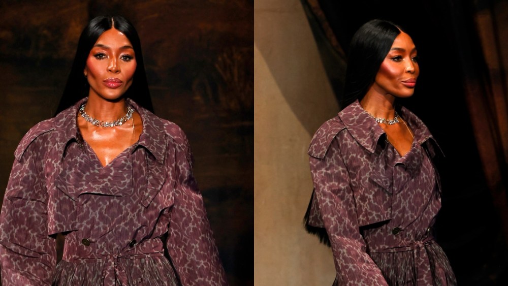 naomi-campbell-hits-the-runway-at-burberry’s-fall-2025-london-fashion-week-show-in-dramatic-purple-coat-with-fringe details