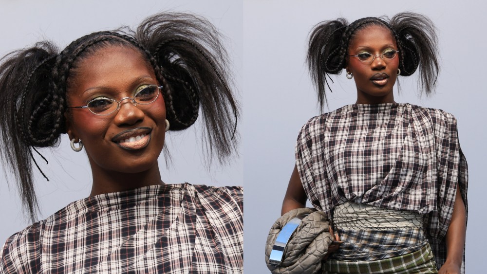 doechii-evokes-geek-chic-inspiration-in-tartan-skirt-set-and-glasses-at-acne-studios’-fall-2025-fashion-show-in paris