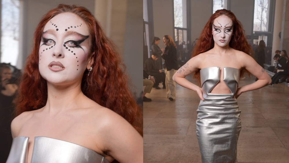 chappell-roan-brings-futuristic-drama-in-celebrity-favorite-prong-dress-and-otherworldly-makeup-to-rick-owens’-fall-2025-front-row-in paris