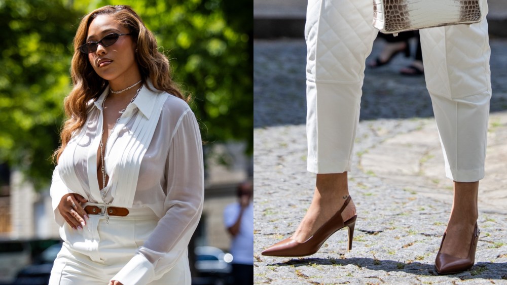 jordyn-woods-nails-summer-style-in-trendy-capris-and-classic-hermes slingbacks